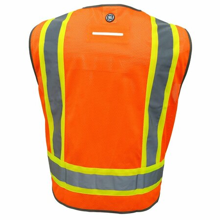 Ge Orange Surveyor Vest XL, 8 Pockets, Contrast Trims GV082OXL